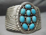 Dramatic Navajo Kingman Turquoise Sterling Silver Bracelet Native American-Nativo Arts