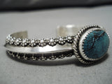 Exquisite Tahe Spiderweb Turquoise Vintage Native American Navajo Sterling Silver Bracelet-Nativo Arts