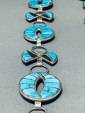One Of The Best Vintage Native American Navajo Turquoise Inlay Sterling Silver Necklace-Nativo Arts
