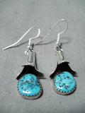 Fantastic Navajo Turquoise Sterling Silver Earrings Native American-Nativo Arts