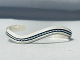 Striking Vintage Native American Navajo Sterling Silver Bracelet Signed-Nativo Arts
