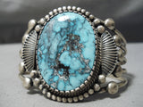 Important Vintage Native American Navajo Verdy Jake Blue Jay Turquoise Sterling Silver Bracelet-Nativo Arts