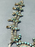 Native American Unique Naja Vintage Navajo Turquoise Sterling Silver Squash Blossom Necklace-Nativo Arts