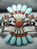 Important Lin Laiiwakete Vintage Native American Zuni Turquoise Sterling Silver Bracelet-Nativo Arts