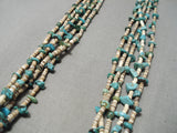 Very Unique Two Heishi Dark Light Vintage Native American Navajo Turquoise Necklace- Authentic-Nativo Arts