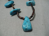 Amazing Vintage Native American Navajo Blue Carico Lake Turquoise Sterling Silver Necklace Old-Nativo Arts