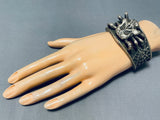 170 Gram Vintage Native American Navajo Skullbones Sterling Silver Bracelet Cuff-Nativo Arts