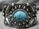 Quality Stu Billy Native American Navajo Spiderweb Turquoise Sterling Silver Bracelet-Nativo Arts