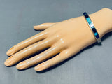 Important Ray Tracey Vintage Native American Navajo Turquoise Inlay Sterling Silver Bracelet-Nativo Arts
