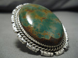 Striking Vintage Native American Navajo Huge Royston Turquoise Sterling Silver Ring-Nativo Arts