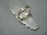Inlay Master Native American Zuni Inlay Turquoise Coral Jet Sterling Silver Feathers Ring-Nativo Arts