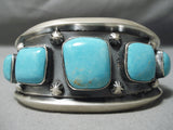Heavy Huge Big Sturdy Vintage Native American Navajo #8 Turquoise Sterling Silver Bracelet Cuff-Nativo Arts