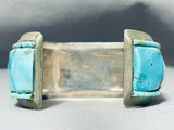 Important Vintage Native American Navajo Turquoise Heishi Heavy Sterling Silver Bracelet-Nativo Arts