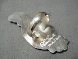 Impressive Vintage Native American Zuni Turquoise Sterling Silver Ring Old-Nativo Arts