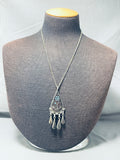 Native American Incredible Vintage Zuni Blue Gem Turquoise & Jet Stone Sterling Silver Necklace-Nativo Arts