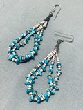 Native American Beautiful Vintage Santo Domingo Turquoise Sterling Silver Earrings-Nativo Arts