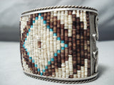 One Of The Biggest Best Vintage Native American Navajo Turquoise Sterling Silver Heishi Bracelet-Nativo Arts