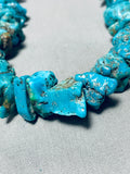 Chunky Dunky Nugget Vintage Native American Navajo Turquoise Sterling Silver Necklace-Nativo Arts