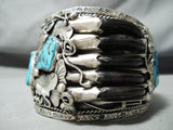 One Of Best Vintage Native American Navajo Bear Adakai Turquoise Sterling Silver Bracelet-Nativo Arts