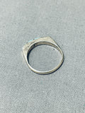 Amazing Vintage Native American Navajo Turquoise Inlay Sterling Silver Ring Old-Nativo Arts
