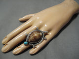 Marvelous Vintage Navajo Turtle Turquoise Sterling Silver Native American Ring-Nativo Arts