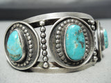 Important Signed Vintage Native American Navajo Nhmss Turquoise Sterling Silver Bracelet Old-Nativo Arts