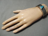 Deep Channels Vintage Native American Navajo Turquoise Sterling Silver Bracelet Old-Nativo Arts