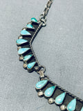 Fabulous Vintage Native American Zuni Blue Gem Turquoise Sterling Silver Necklace-Nativo Arts