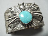 Extreme Detail Spider Vintage Native American Navajo Turquoise Sterling Silver Bracelet-Nativo Arts