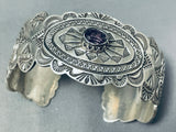 Breathtaking Vintage Native American Navajo Amethyst Sterling Silver Colossal Ornate Bracelet-Nativo Arts