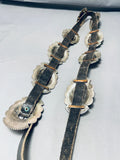 Hand Tooled Stunning Vintage Native American Navajo Turquoise Sterling Silver Concho Belt-Nativo Arts