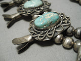 One Of The Best Vintage Native American Navajo Turquoise Sterling Silver Squash Blossom Necklace-Nativo Arts