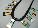 So Detailed!! Native American Santo Domingo Turquoise Inlay Necklace-Nativo Arts