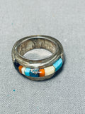 Native American Pottawatomi Vintage Very Rare Turquoise Inlay Sterling Silver Ring-Nativo Arts