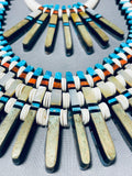 Rare Double Sided Serpentine Native American Kewa Turquoise Shell Heishi Necklace-Nativo Arts