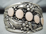 Best Vintage Native American Navajo Pink Shell Leaf Sterling Silver Bracelet-Nativo Arts