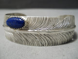 Important Detailed Feather Native American Navajo Sterling Silver Bracelet Cuff-Nativo Arts