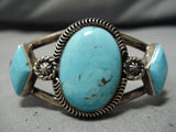 Exceptional Vintage Native American Navajo Sky Blue Turquoise Sterling Silver Bracelet-Nativo Arts