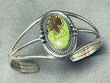 Native American Incredible Vintage Running Bear Green Gaspeite Sterling Silver Bracelet-Nativo Arts