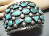Museum Wide Vintage Native American Navajo Turquoise Sterling Silver Bracelet-Nativo Arts