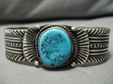 Stamp Work Genius Native American Navajo Turquoise Sterling Silver Bracelet-Nativo Arts