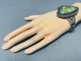 Wally Yazzie Jr Vintage Native American Navajo Royston Turquoise Sterling Silver Bracelet-Nativo Arts