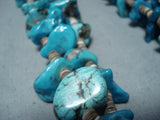 Fabulous Vintage Navajo Kingman Turquoise Necklace Native American Old-Nativo Arts