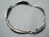 One Of A Kind Navajo Sterling Silver Feather Bracelet Native American-Nativo Arts