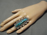Breathtaking Vintage Native American Navajo Pilot M Turquoise Sterling Silver Ring-Nativo Arts