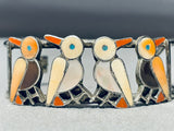 Lovely Birds Vintage Native American Zuni Turquoise Sterling Silver Bracelet Old-Nativo Arts