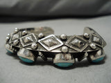 Important Heavy And Thick Vintage Native American Navajo #8 Turquoise Sterling Silver Bracelet-Nativo Arts