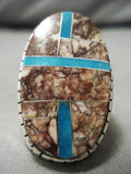Native American Magnificent Huge Oval Turquoise Wildhorse Sterling Silver Ring-Nativo Arts