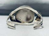 Signed Vintage Native American Navajo Big Turquoise Sterling Silver Leaf Bracelet-Nativo Arts