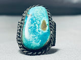 Very Rare Carico Lake Turquoise Vintage Native American Navajo Sterling Silver Ring Old-Nativo Arts
